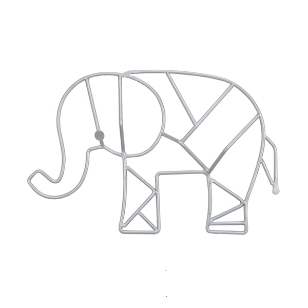 Elephant Shaped Wire Nursery Wall Decor, Grey Finish