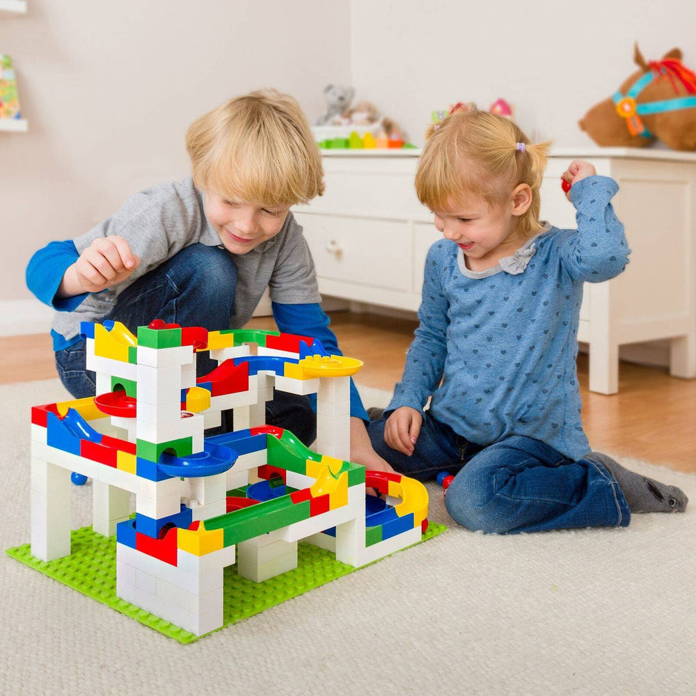 Hubelino Big Building Box Set - colorful marble run for creative play and STEM learning.
