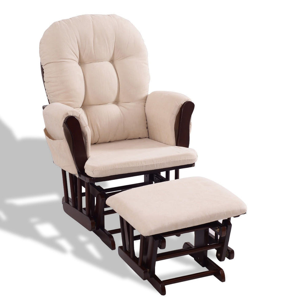 Adjustable Backrest Baby Nursery Rocking Chair & Ottoman Set for Kids Room