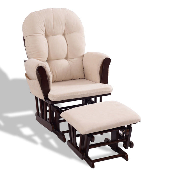 Adjustable Backrest Baby Nursery Rocking Chair & Ottoman Set for Kids Room