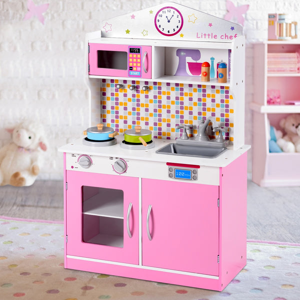 Kids Wooden Pretend Cooking Playset Cookware Play Set Kitchen Toys Toddler Gift