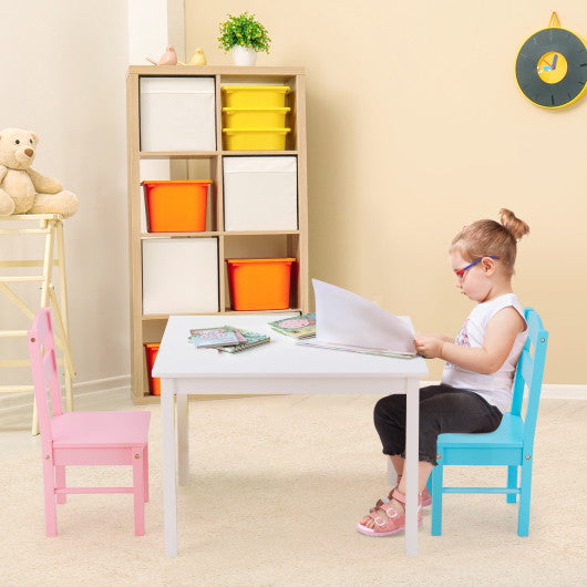 5 pcs Kids Pine Wood Multicolor Table Chair Set