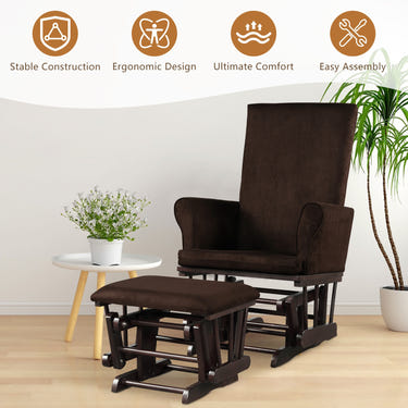 Baby Nursery Relax Rocker Rocking Chair Glider & Ottoman Set