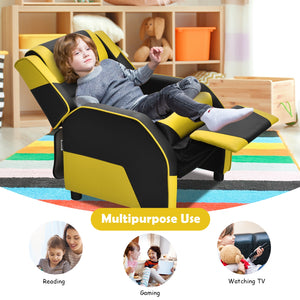 Kids PU leather gaming sofa recliner with headrest and footrest, perfect for comfort and style in bedding and sleep.