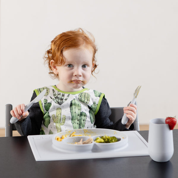 Desert Cactus Bapron for babies, stylish and functional, shown from angle 2. Perfect for mealtime messes.