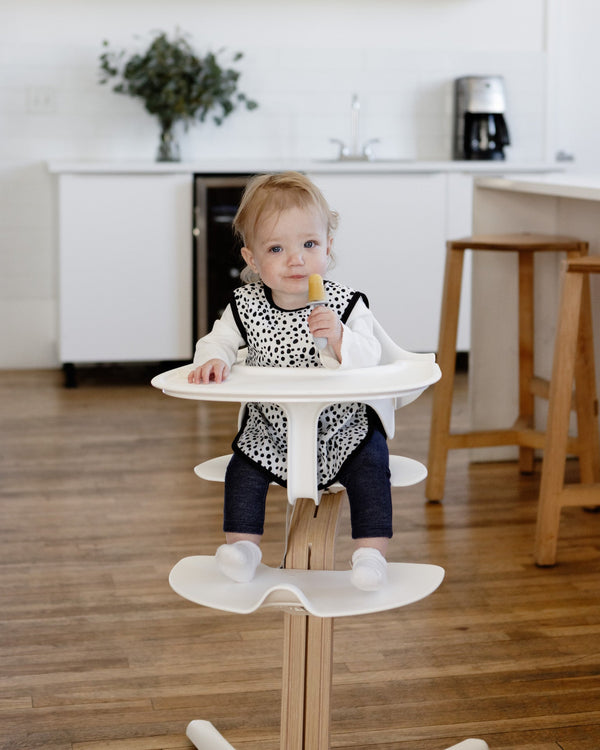 Organic Dot Bapron for babies, shown at angle 9, featuring a stylish and functional design for mealtime messes.