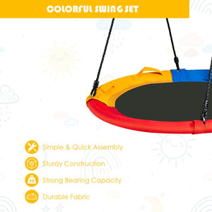 40 inch Saucer Tree Outdoor Round Platform Swing with Pillow and Handle