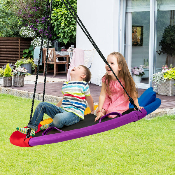 40 inch Saucer Tree Outdoor Round Platform Swing with Pillow and Handle