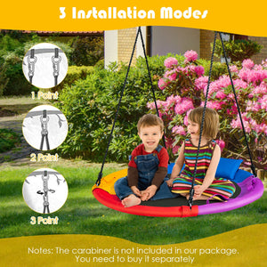40 inch Saucer Tree Outdoor Round Platform Swing with Pillow and Handle