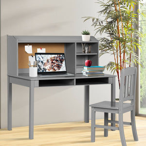Kids Desk and Chair Set Study Writing Desk with Hutch and Bookshelves