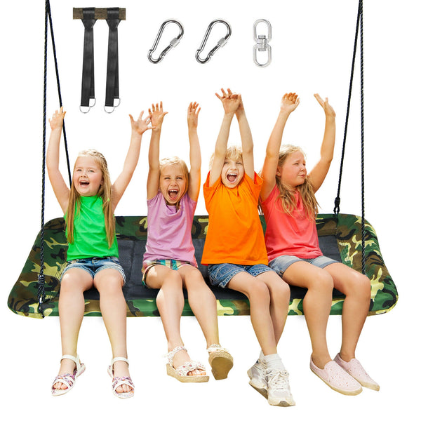 60 Inches Platform Tree Swing Outdoor with  2 Hanging Straps for Infants