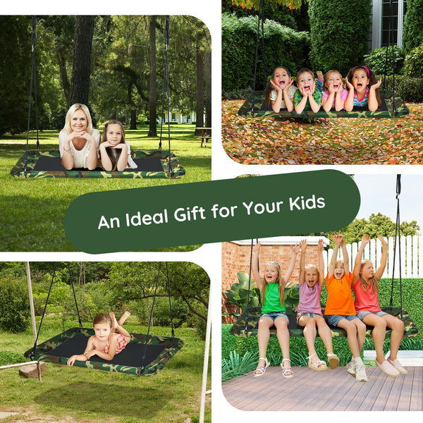 60 Inches Platform Tree Swing Outdoor with  2 Hanging Straps for Infants