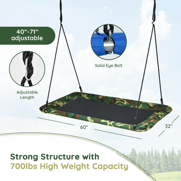 60 Inches Platform Tree Swing Outdoor with  2 Hanging Straps for Infants