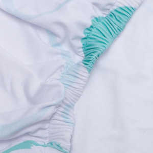 Soft Minky Jersey crib sheet featuring adorable baby dogs, perfect for a cozy nursery. Angle 7 view.
