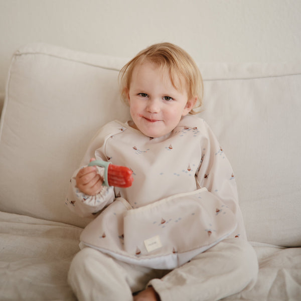 Mushie Long Sleeve Bib water resistant 6 to 24 months