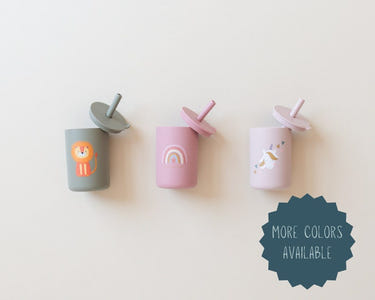 Silicone straw cup for babies and toddlers, 6oz sippy cup in vibrant colors, perfect for easy sipping and spill-free fun.