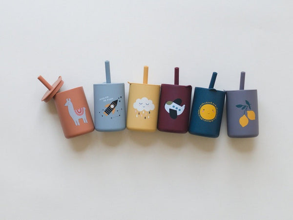 Silicone Straw Cup for Babies & Toddlers - 6oz Silicone Sippy Cup