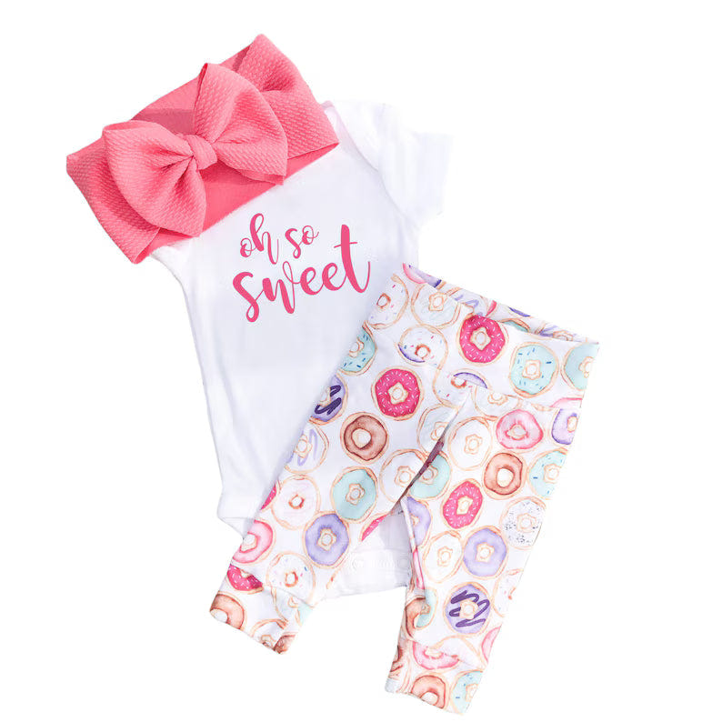Oh So Sweet Donut Leggings Set for babies, featuring a fun donut print and cozy two-piece design.