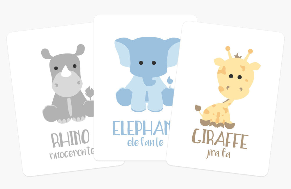 Safari Animal Flashcards for babies, featuring vibrant illustrations to enhance learning and playtime.
