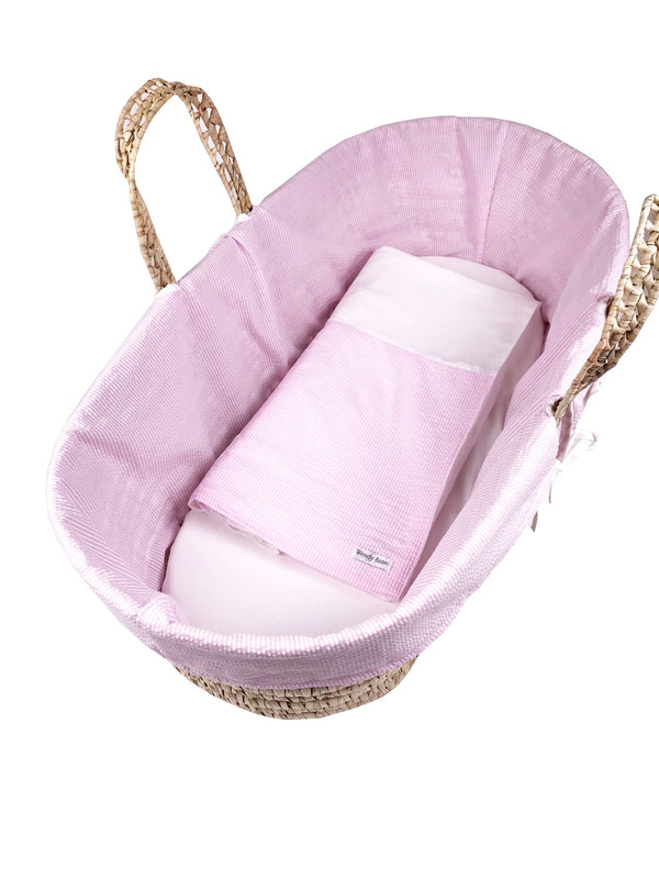 Traditional Style Moses Basket 3 Piece Bedding Set ONLY - Choose Fabric Color