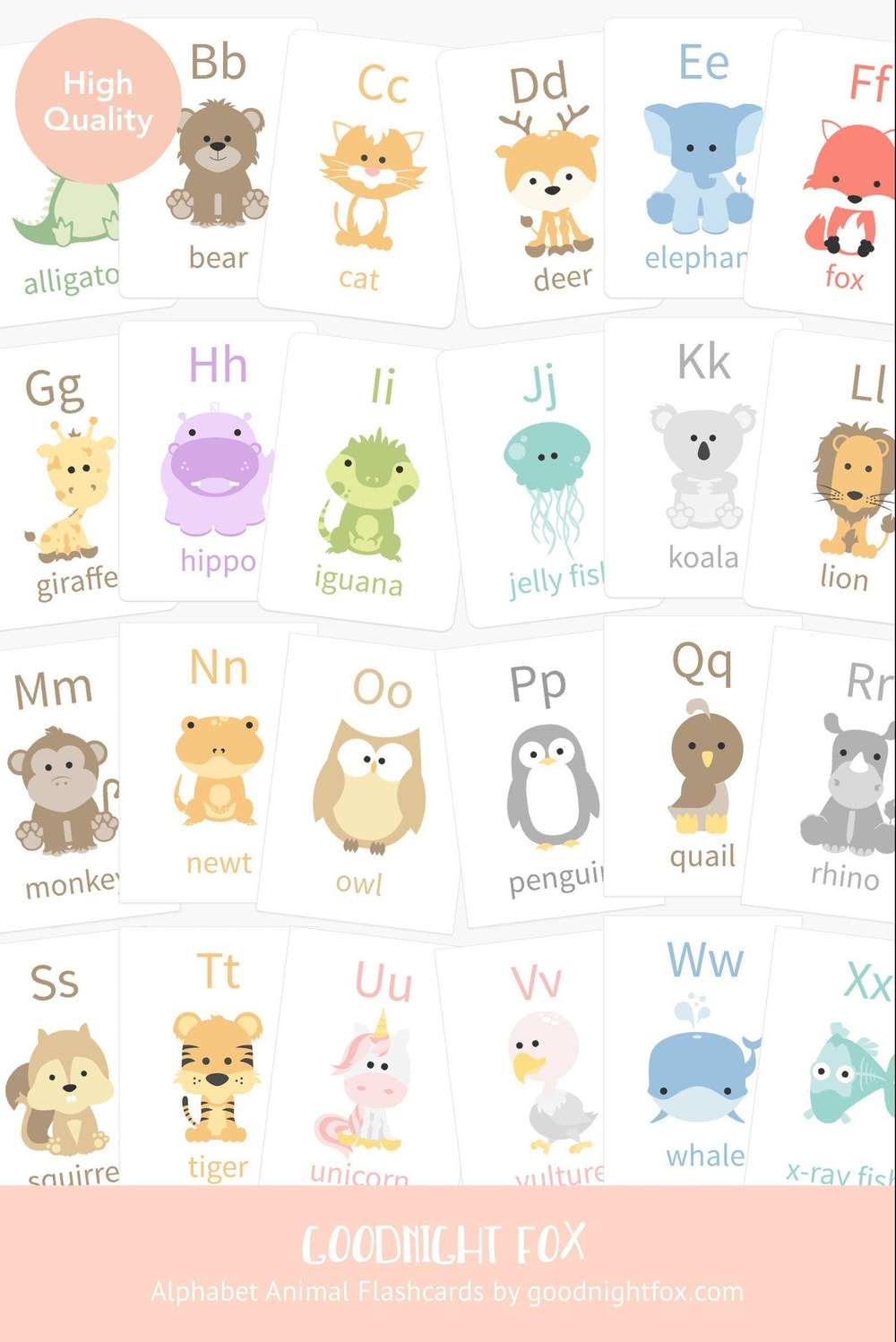 Colorful alphabet flashcards for babies, perfect for learning and creative play.