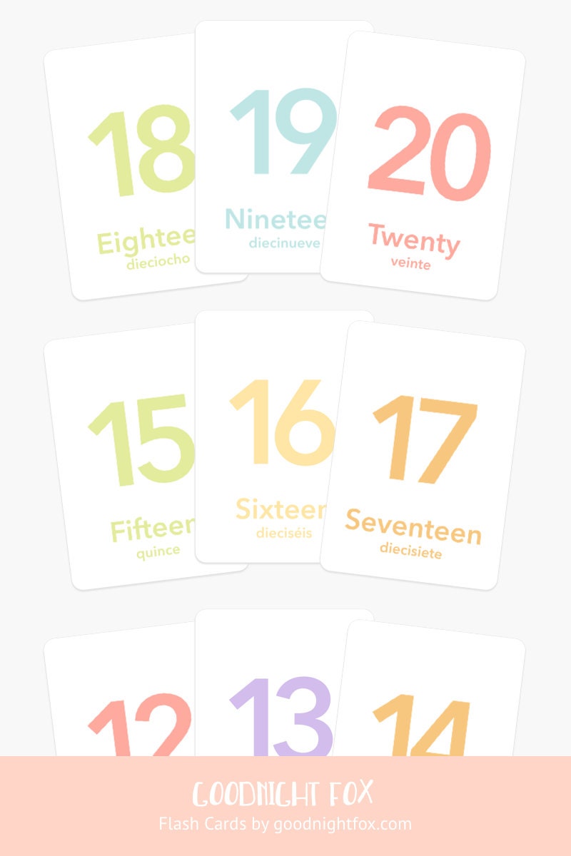 Counting Flashcards, Numbers 1 to 20