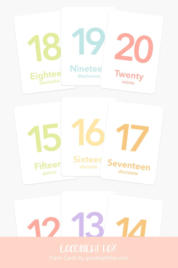 Counting Flashcards, Numbers 1 to 20