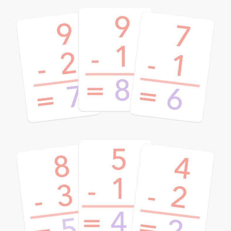 Basic Subtraction Flashcards for kids - fun learning tool for early math skills in puzzles and creative activities.