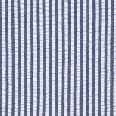 Navy Blue Seersucker Stripe in Cotton - Custom Made Fitted Sheet for Baby Crib