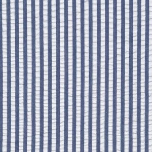 Navy Blue Seersucker Stripe in Cotton - Custom Made Fitted Sheet
