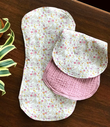 Spring Flowers Pink Burp Cloth Set of 2 - Soft, absorbent baby essentials for stylish feeding and clean-ups.