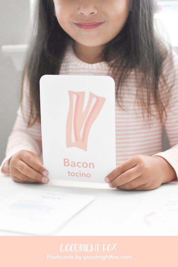 "Colorful breakfast flashcards for early learning and sensory play, designed for babies and toddlers."