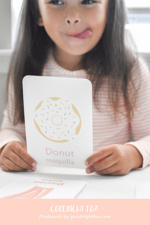 Colorful breakfast flashcards for babies, promoting early learning and sensory play. Angle 7 view.