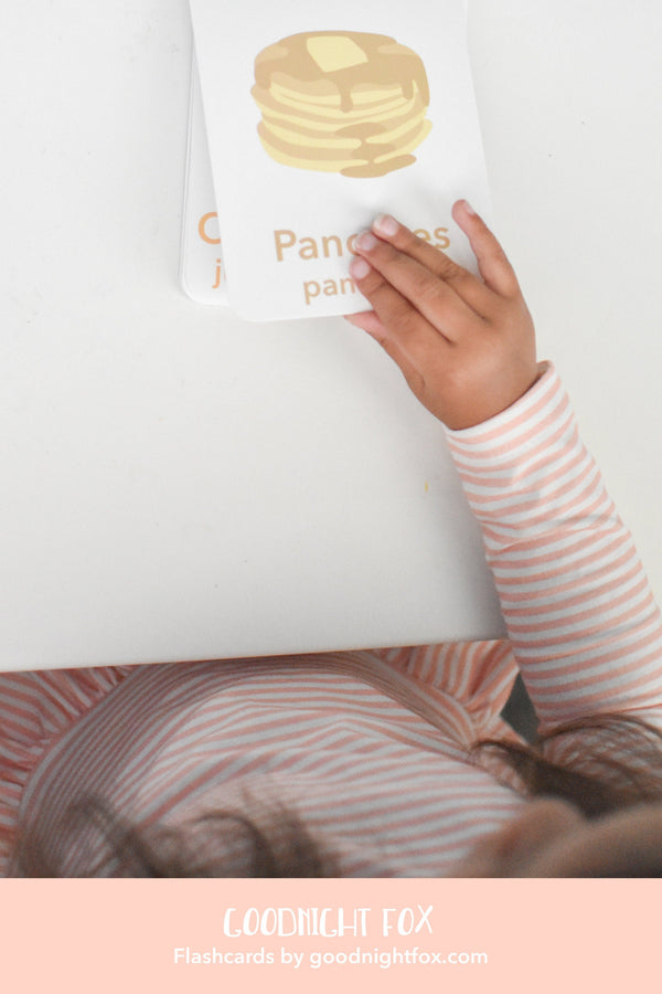 Colorful breakfast flashcards for babies, promoting early learning and sensory play in a fun, engaging way.