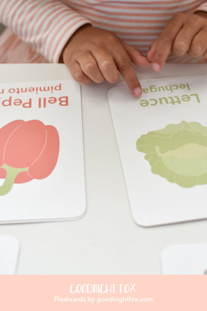 "Colorful vegetable flashcards for babies, promoting early learning and development in a playful design."