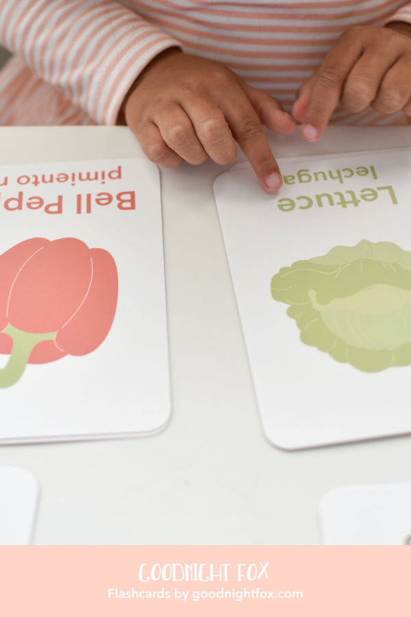 "Colorful vegetable flashcards for babies, promoting early learning and development in a playful design."