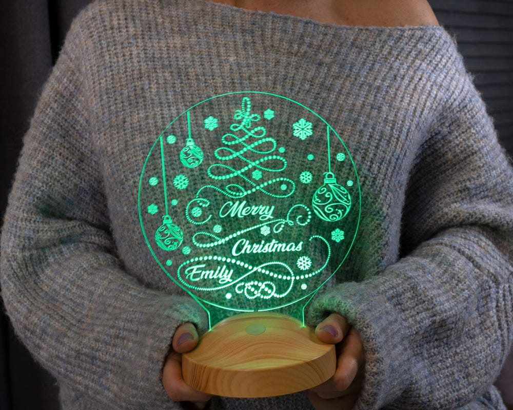 Personalized Christmas Tree LED Night Light, Custom Holiday Decor by Drn Gift Store
