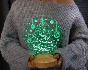 Personalized Christmas Tree LED Night Light, Custom Holiday Decor by Drn Gift Store