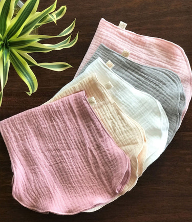 Set of 5 Girls Burp Cloths - Organic Cotton Double Gauze - MOOGCO Baby