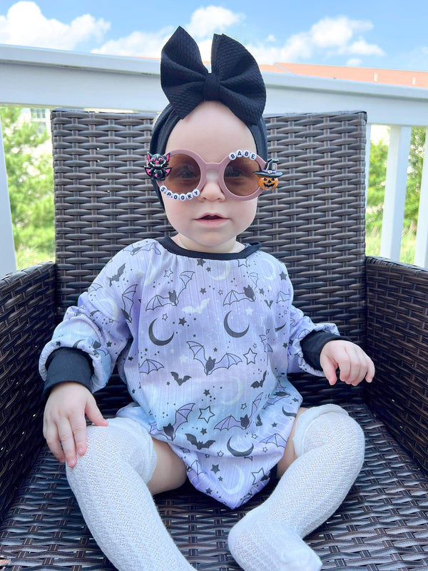 Purple Halloween Baby Sweater Romper