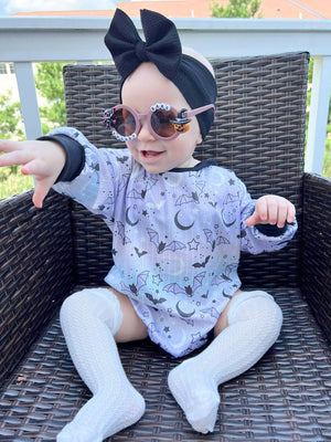 Purple Halloween Baby Sweater Romper
