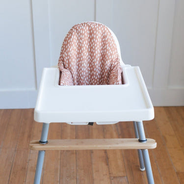 Rust Dots IKEA Antilop Cushion Cover for baby seat, adding comfort and style to mealtime.