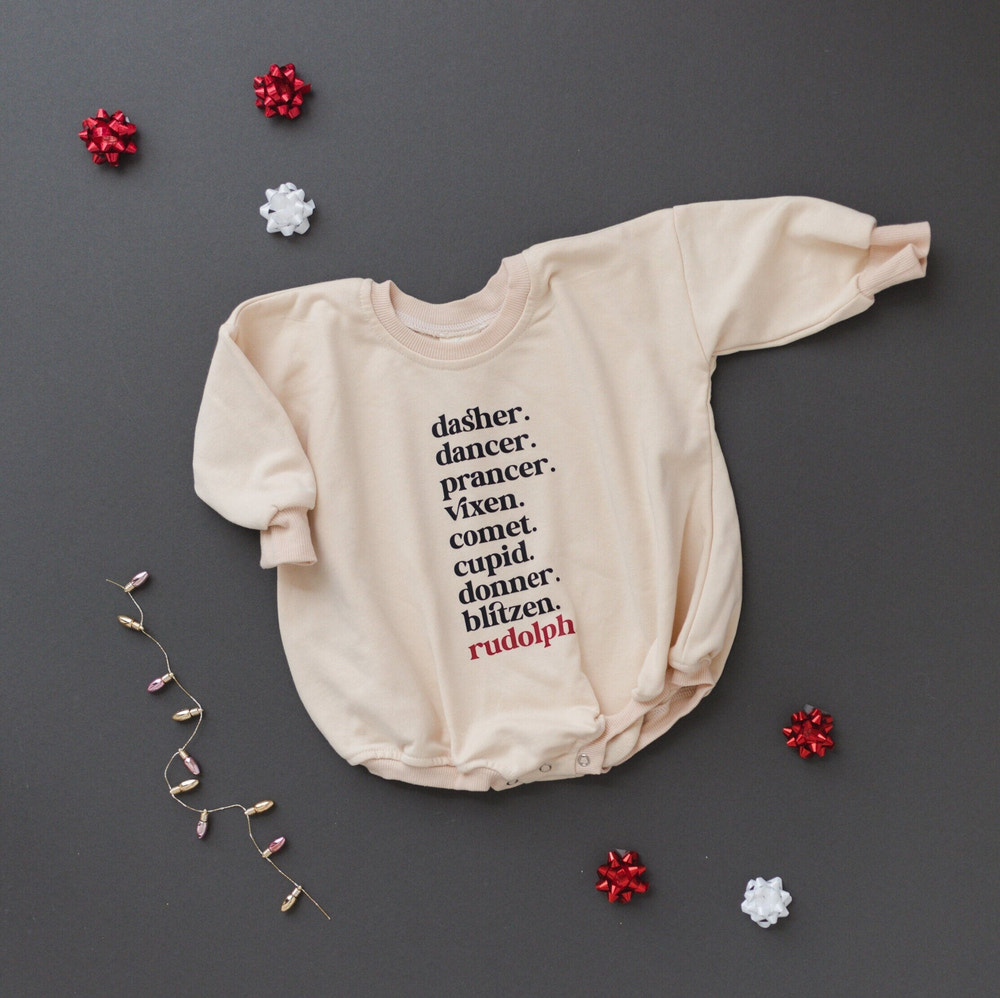 Reindeer Names Sweatshirt Romper