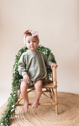 Christmas Tree Truck Sweatshirt Romper