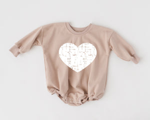 Distressed Heart Sweatshirt Romper for babies in various colors, shown at angle 8. Perfect for stylish comfort!