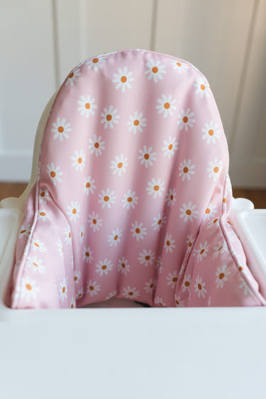Pink Daisy IKEA Antilop Cushion Cover for baby seats, adding comfort and style to your little one's seating.
