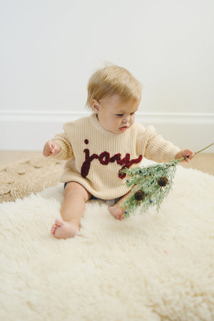 Joy Hand Embroidered Christmas Sweater - Infant Sizes