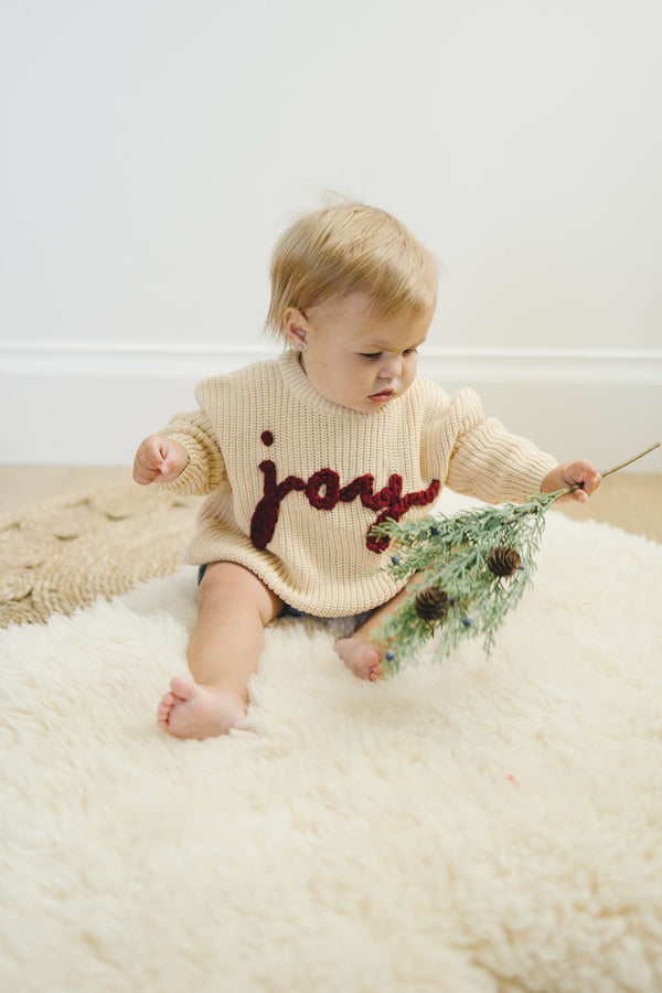 Joy Hand Embroidered Christmas Sweater - Infant Sizes