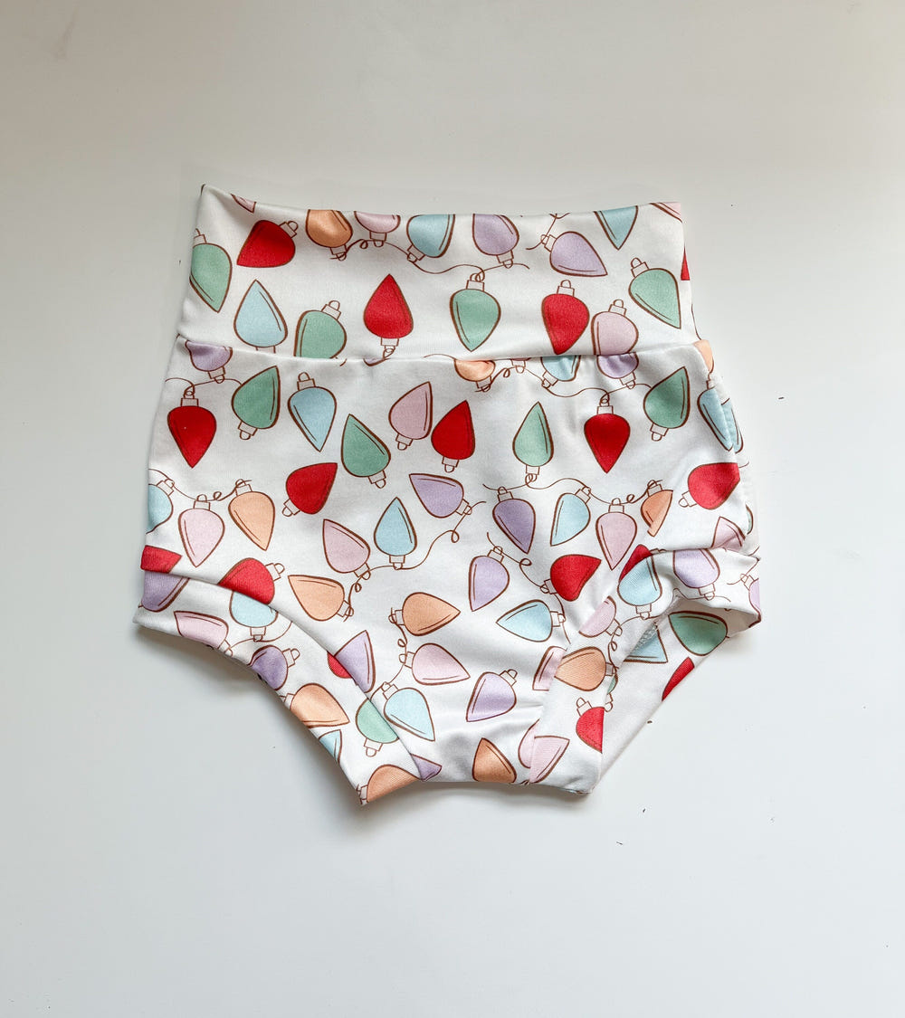 "Christmas Lights Bummies Set for babies - festive two-piece outfit perfect for holiday celebrations."