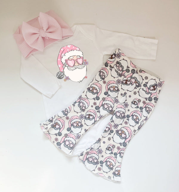 Disco Santa Christmas Baby Bell Bottom Outfit